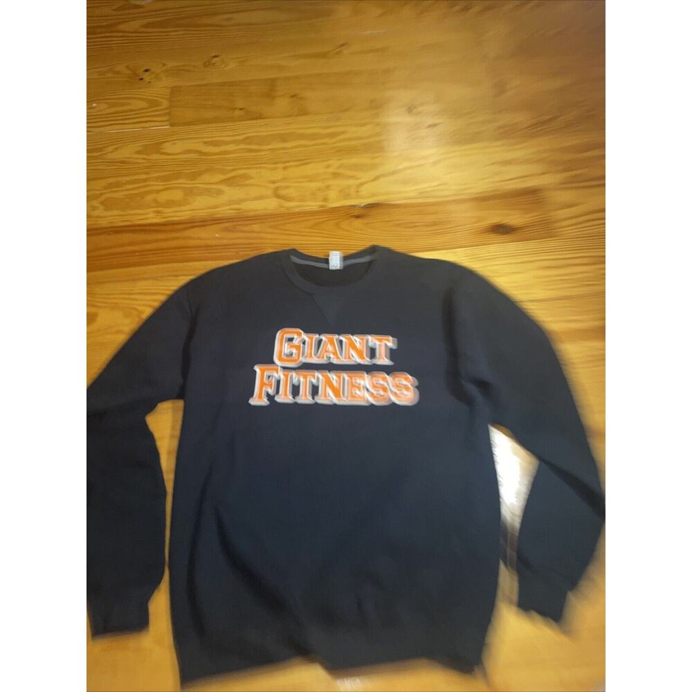 VINTAGE GIANT FITNESS Sweatshirt Mens M Black Workout Weightlifting Fitness